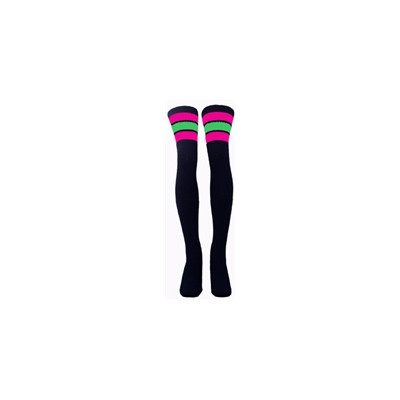 35" SKATERSOCKS black style 35-29 hot pink/ neon green stripes