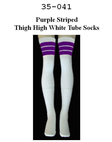 35" SKATERSOCKS white style 35-41 purple stripes