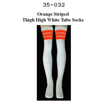 SKATERSOCKS 35" white style 35-32 orange stripes
