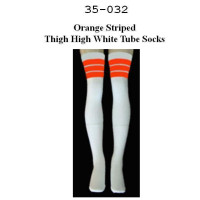 35" SKATERSOCKS white style 35-32 orange stripes