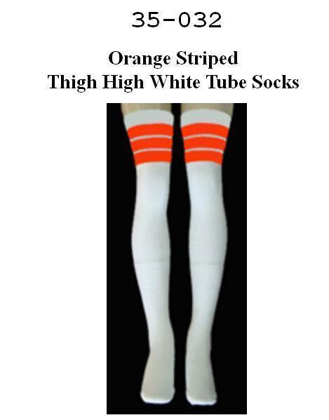 SKATERSOCKS 35" white style 35-32 orange stripes