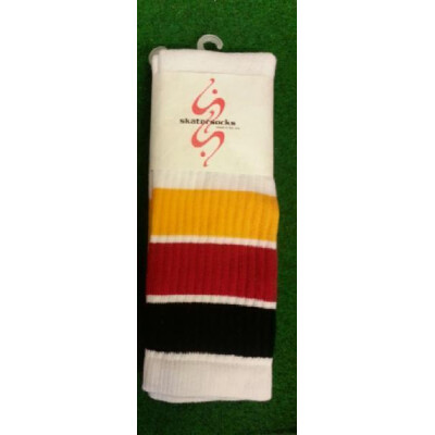 SKATERSOCKS 22" white style 22-906 black/red/yellow stripes