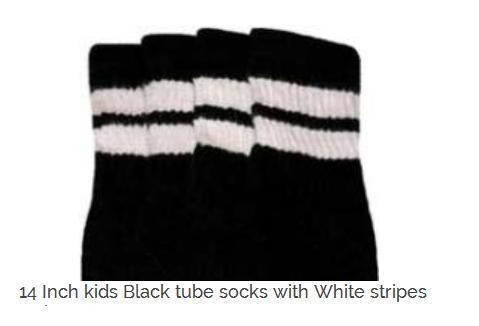 14" SKATERSOCKS black style 14-22 white stripes