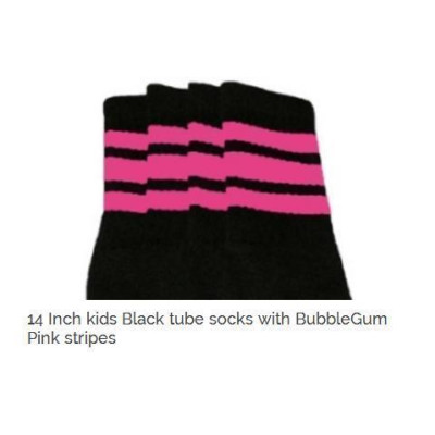 14" SKATERSOCKS black style 14-23 bubblegum pink stripes
