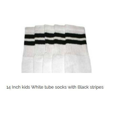 14" SKATERSOCKS white style 14-24 black stripes