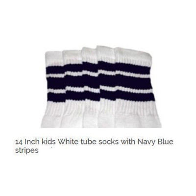14" SKATERSOCKS white style 14-26 navy stripes