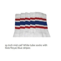 19" SKATERSOCKS white style 19-077 with red/royal...