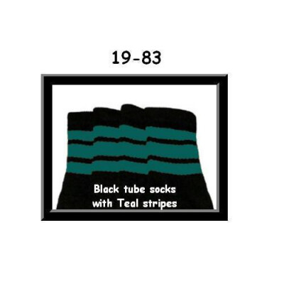 SKATERSOCKS 19" black style 19-086 with neon green stripes
