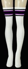 SKATERSOCKS 35" white style 35-43 purple/black stripes