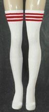 SKATERSOCKS 35" white style 35-13 red stripes