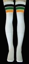 SKATERSOCKS 35" white style 35-23 black/green/gold stripes