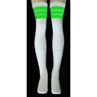 35" SKATERSOCKS white style 35-30 neon green stripes
