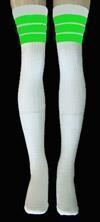 SKATERSOCKS 35" white style 35-30 neon green stripes