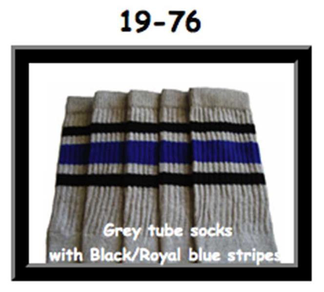19" SKATERSOCKS grey style 19-076 black/royal blue stripes