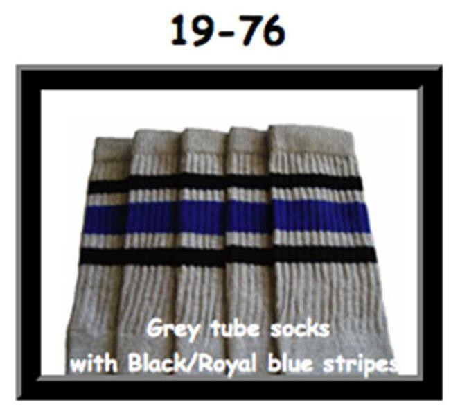 SKATERSOCKS 19" grey style 19-076 black/royal blue stripes