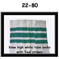 22 SKATERSOCKS white style 22-080 teal stripes