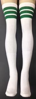 SKATERSOCKS 35" white style 35-48 Green Stripes 1