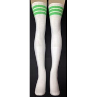 SKATERSOCKS 35" white style 35-49 Neon Green Stripes 1