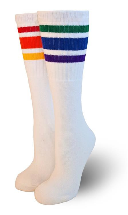 22" PRIDESOCKS white style COURAGE - Knee High Tube Socks