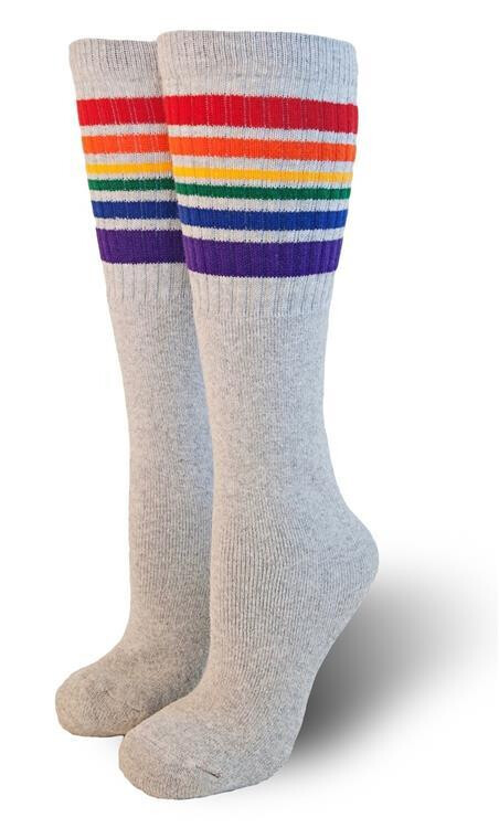 PRIDESOCKS 22" grey style HAPPY - Knee High Tube Socks