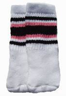 5" SKATERSOCKS white style 5-06 black/bubblegum pink stripes