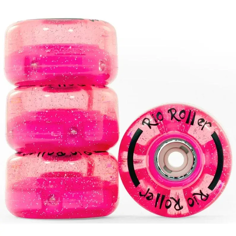 Rio Roller Light Up Wheels 58mm 82A Rosa Glitter