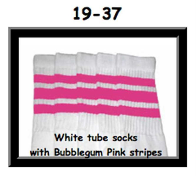 19" SKATERSOCKS white style 19-037 bubblegum pink stripes