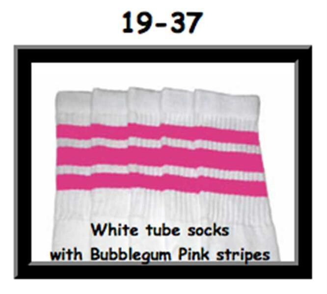 SKATERSOCKS 19" white style 19-037 bubblegum pink stripes
