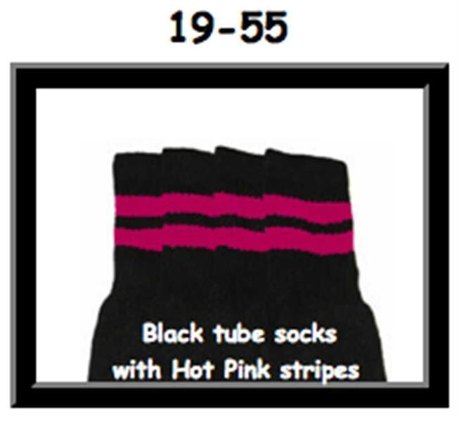 SKATERSOCKS 19" black style 19-055 hot pink stripes
