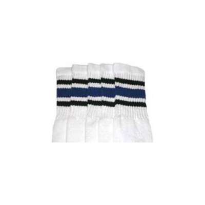 SKATERSOCKS 22" white style 22-003 black/ blue / black stripes