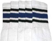 22" SKATERSOCKS white style 22-003 black/ blue / black stripes 