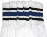 SKATERSOCKS 22" white style 22-003 black/ blue / black stripes