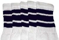 SKATERSOCKS 22" white style 22-005 navy blue stripes