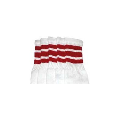 SKATERSOCKS 22" white style 22-007 red stripes