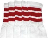 SKATERSOCKS 22" white style 22-007 red stripes