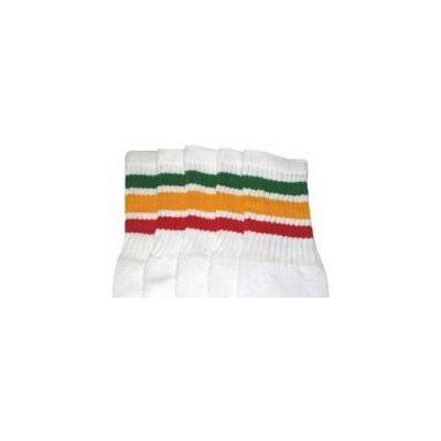 SKATERSOCKS 22" white style 22-008 rasta stripes