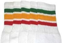 SKATERSOCKS 22" white style 22-008 rasta stripes