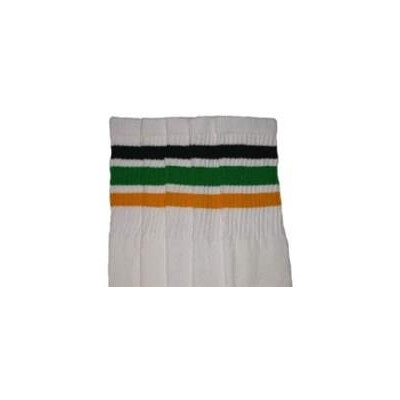 SKATERSOCKS 22" white style 22-014 black/green/gold stripes