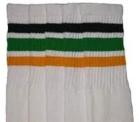 SKATERSOCKS 22" white style 22-014 black/green/gold stripes