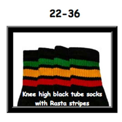 22" SKATERSOCKS black style 22-036 rasta stripes