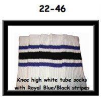 SKATERSOCKS 22" white style 22-046 royal blue/black...