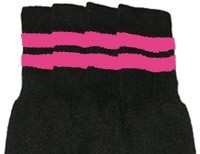 22" SKATERSOCKS black style 22-012 bubblegum pink stripes 