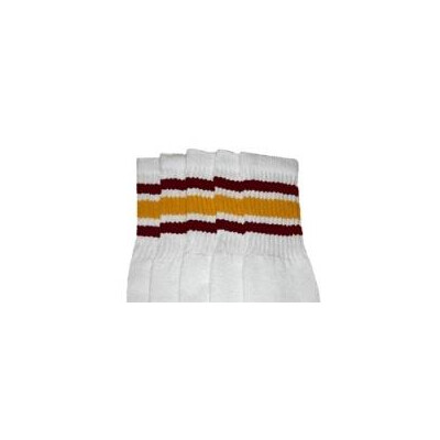 SKATERSOCKS 22" white style 22-015 maroon/yellow stripes