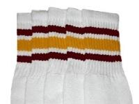 SKATERSOCKS 22" white style 22-015 maroon/yellow stripes