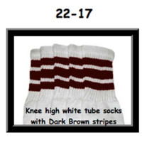 22" SKATERSOCKS white style 22-017 dark brown stripes