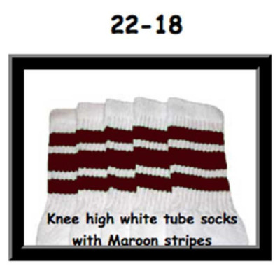 22 SKATERSOCKS white style 22-018 maroon stripes