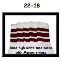 22" SKATERSOCKS white style 22-018 maroon stripes