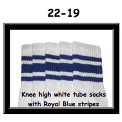 22 SKATERSOCKS white style 22-019 royal blue stripes 