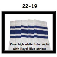 22 SKATERSOCKS white style 22-019 royal blue stripes 
