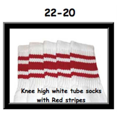 22 SKATERSOCKS white style 22-020 red stripes 